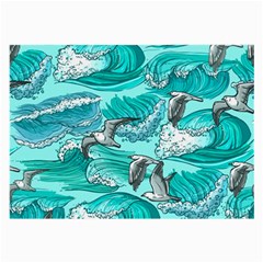 Sea Waves Seamless Pattern Large Glasses Cloth (2 Sides) by Wegoenart