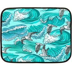 Sea Waves Seamless Pattern Double Sided Fleece Blanket (mini)  by Wegoenart