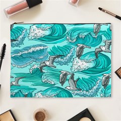 Sea Waves Seamless Pattern Cosmetic Bag (xl) by Wegoenart