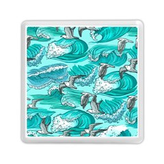 Sea Waves Seamless Pattern Memory Card Reader (square) by Wegoenart