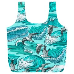 Sea Waves Seamless Pattern Full Print Recycle Bag (xxl) by Wegoenart