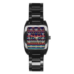 Pattern Tribal Style Stainless Steel Barrel Watch by Wegoenart