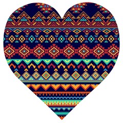 Pattern Tribal Style Wooden Puzzle Heart by Wegoenart