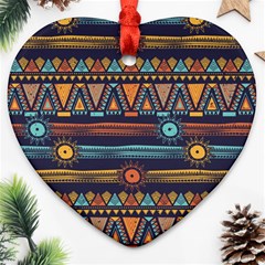 Bohemian Ethnic Seamless Pattern With Tribal Stripes Ornament (heart)