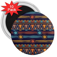 Bohemian Ethnic Seamless Pattern With Tribal Stripes 3  Magnets (10 Pack)  by Wegoenart