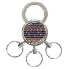 Bohemian Ethnic Seamless Pattern With Tribal Stripes 3-ring Key Chain by Wegoenart