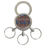 Bohemian Ethnic Seamless Pattern With Tribal Stripes 3-Ring Key Chain Front