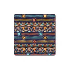 Bohemian Ethnic Seamless Pattern With Tribal Stripes Square Magnet by Wegoenart