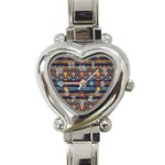 Bohemian Ethnic Seamless Pattern With Tribal Stripes Heart Italian Charm Watch Front