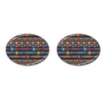 Bohemian Ethnic Seamless Pattern With Tribal Stripes Cufflinks (Oval) Front(Pair)