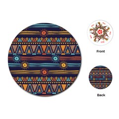 Bohemian Ethnic Seamless Pattern With Tribal Stripes Playing Cards Single Design (round)