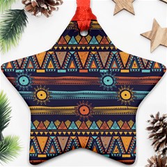 Bohemian Ethnic Seamless Pattern With Tribal Stripes Star Ornament (two Sides)