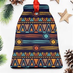 Bohemian Ethnic Seamless Pattern With Tribal Stripes Bell Ornament (two Sides)