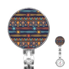 Bohemian Ethnic Seamless Pattern With Tribal Stripes Stainless Steel Nurses Watch by Wegoenart