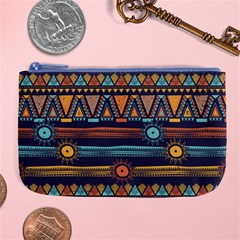 Bohemian Ethnic Seamless Pattern With Tribal Stripes Large Coin Purse by Wegoenart