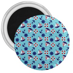 Seamless Pattern Nautical Theme 3  Magnets by Wegoenart