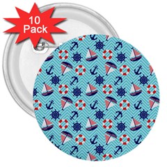 Seamless Pattern Nautical Theme 3  Buttons (10 Pack)  by Wegoenart