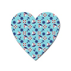 Seamless Pattern Nautical Theme Heart Magnet by Wegoenart