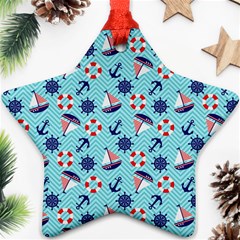 Seamless Pattern Nautical Theme Star Ornament (two Sides)