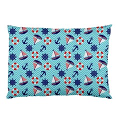 Seamless Pattern Nautical Theme Pillow Case by Wegoenart