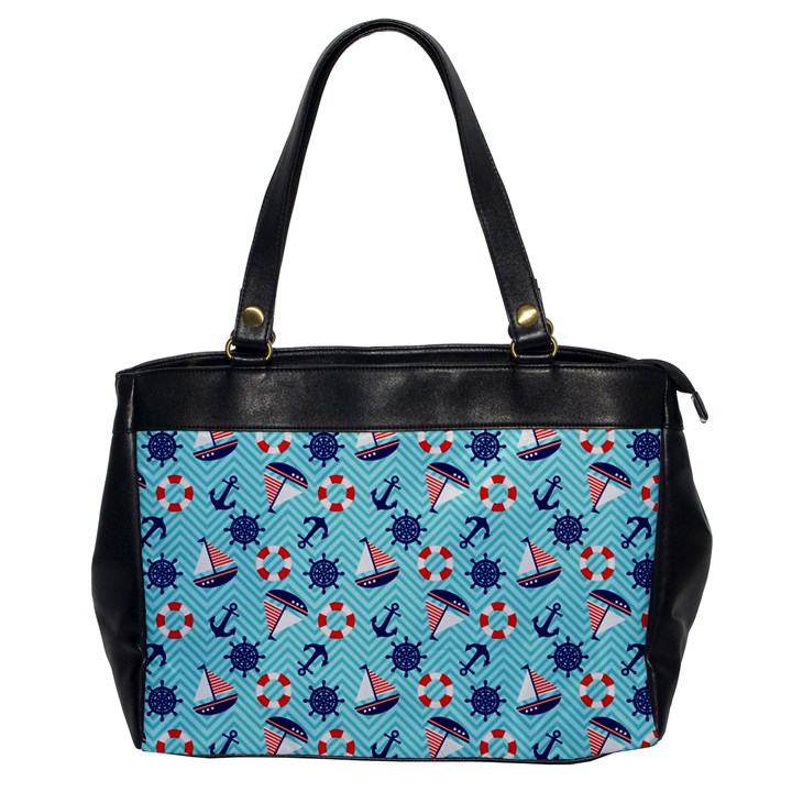 Seamless Pattern Nautical Theme Oversize Office Handbag