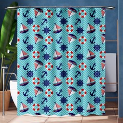 Seamless Pattern Nautical Theme Shower Curtain 60  X 72  (medium)  by Wegoenart