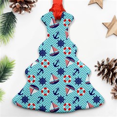 Seamless Pattern Nautical Theme Christmas Tree Ornament (two Sides) by Wegoenart