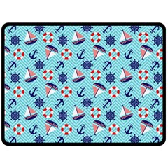 Seamless Pattern Nautical Theme Double Sided Fleece Blanket (large)  by Wegoenart