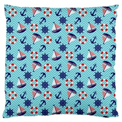 Seamless Pattern Nautical Theme Standard Flano Cushion Case (one Side) by Wegoenart