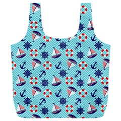 Seamless Pattern Nautical Theme Full Print Recycle Bag (xxxl) by Wegoenart