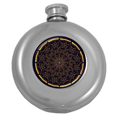 Luxury Mandala Background Round Hip Flask (5 Oz) by Wegoenart