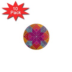 Ethnic Floral Mosaic Pattern 1  Mini Magnet (10 Pack)  by Wegoenart