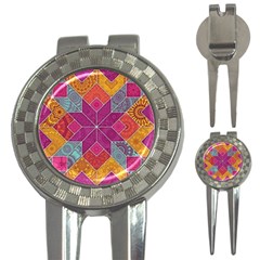 Ethnic Floral Mosaic Pattern 3-in-1 Golf Divots by Wegoenart