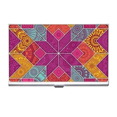 Ethnic Floral Mosaic Pattern Business Card Holder by Wegoenart