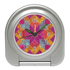 Ethnic Floral Mosaic Pattern Travel Alarm Clock by Wegoenart