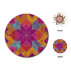 Ethnic Floral Mosaic Pattern Playing Cards Single Design (round)