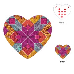 Ethnic Floral Mosaic Pattern Playing Cards Single Design (heart)