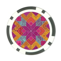 Ethnic Floral Mosaic Pattern Poker Chip Card Guard (10 Pack) by Wegoenart