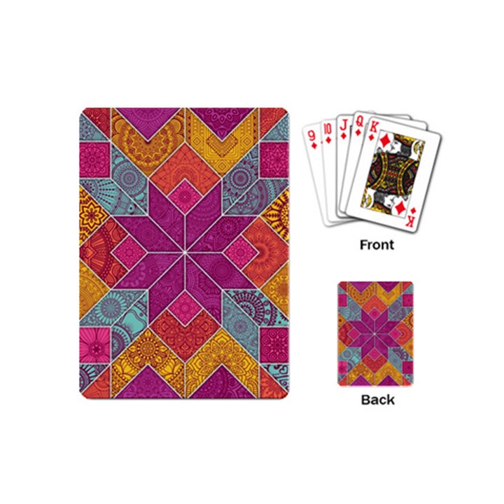 Ethnic Floral Mosaic Pattern Playing Cards Single Design (Mini)