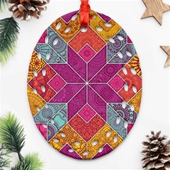 Ethnic Floral Mosaic Pattern Ornament (oval Filigree)