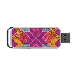 Ethnic Floral Mosaic Pattern Portable Usb Flash (one Side) by Wegoenart