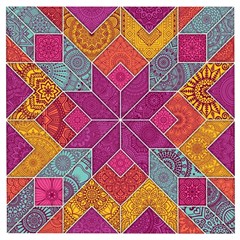 Ethnic Floral Mosaic Pattern Wooden Puzzle Square by Wegoenart