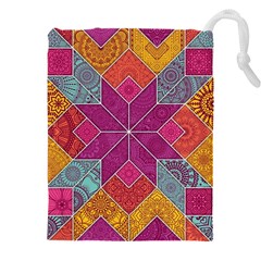 Ethnic Floral Mosaic Pattern Drawstring Pouch (5xl)