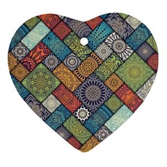 Diagonal Floral Tiles Pattern Ornament (heart)