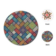 Diagonal Floral Tiles Pattern Playing Cards Single Design (round)