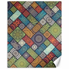 Diagonal Floral Tiles Pattern Canvas 11  X 14  by Wegoenart