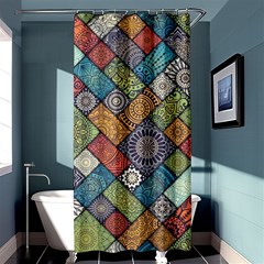 Diagonal Floral Tiles Pattern Shower Curtain 36  X 72  (stall)  by Wegoenart