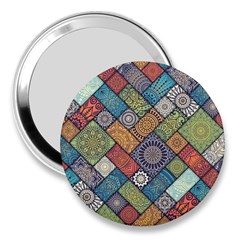 Diagonal Floral Tiles Pattern 3  Handbag Mirrors by Wegoenart