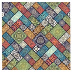 Diagonal Floral Tiles Pattern Wooden Puzzle Square by Wegoenart