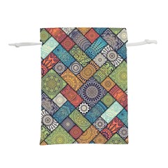 Diagonal Floral Tiles Pattern Lightweight Drawstring Pouch (l) by Wegoenart